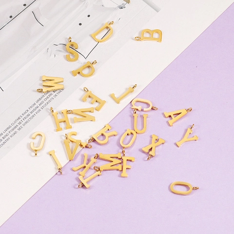 Initial Letter Pendant 304 Stainless Steel 18k Gold Plated Mirror Polished DIY Jewelry Making Accessory Necklace Earring