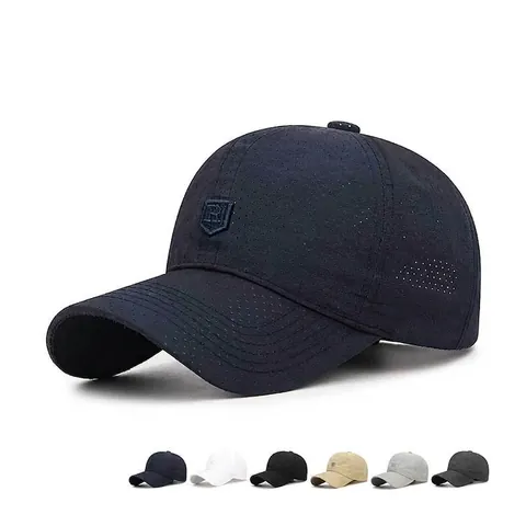 Casquette De Baseball Séchage Rapide Respirante Perforée Protection Solaire Large Bord Incurvé Broderie Lettre R Chapeau Sport Réglable