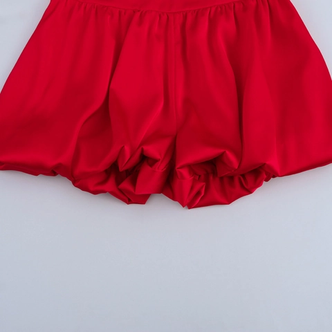 Pantaloncini A Palloncino In Raso Da Donna Lucido Pieghettato Hot Pants Dolce Carino Estate Cerniera Posteriore