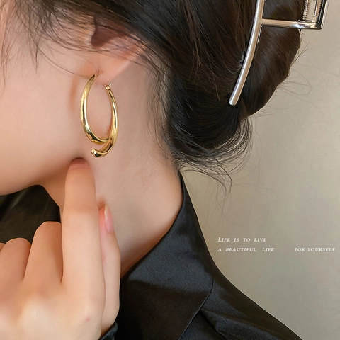 Geometric Twisted Hoop Earrings For Women Minimalist Metallic Alloy With 925 Sterling Silver Earring Post