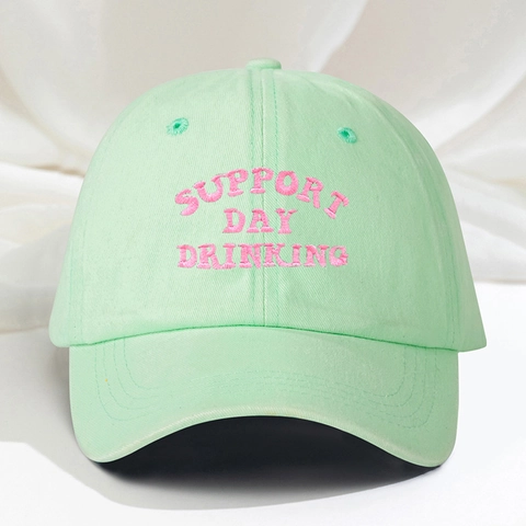 Casquette De Baseball En Coton Lavé Support Day Drinking Brodée Rétro Ajustable Chapeau De Soleil Unisexe