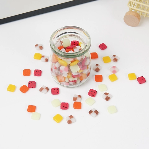 Miniature Fruit Slices PVC Simulation Food Play Toys DIY Crafts Dollhouse Decor Watermelon Dragon Fruit Checkerboard Patterns