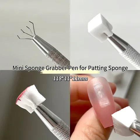 Nail Art Grabbing Pen 4-Claw Retractable Metal Manicure Tool For Gradient Sponge And Rhinestone Picking