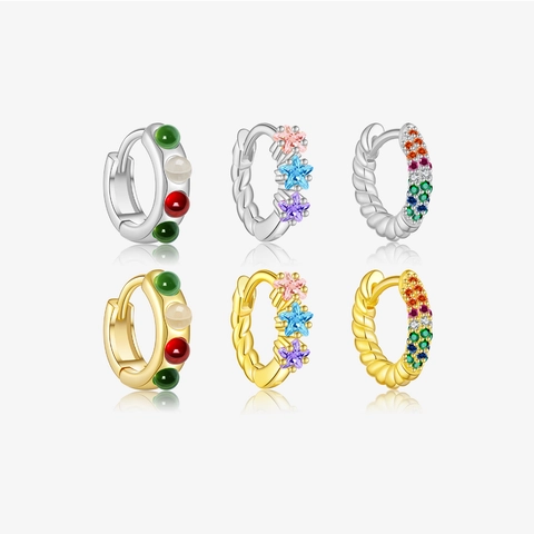 925 Sterling Silber Huggie Hoop Ohrringe Für Damen Minimalistische Kleine Farbige Zirkonia Geometrische Kreis Ohrringe Mode Schmuck Geschenk