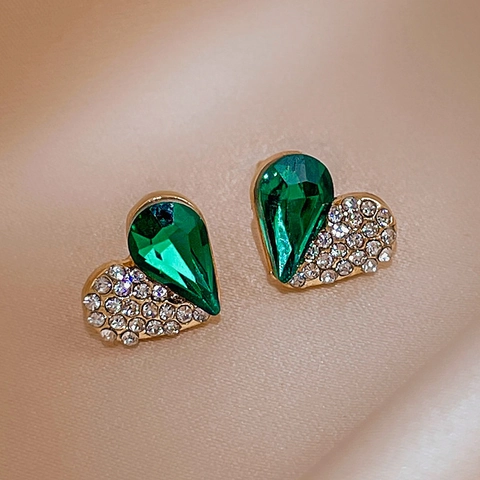 Herzstecker Ohrringe Künstlicher Kristall Rheinkiesel Legierung 925 Sterling Silber Ohrstecker Eleganter Schmuck Damen