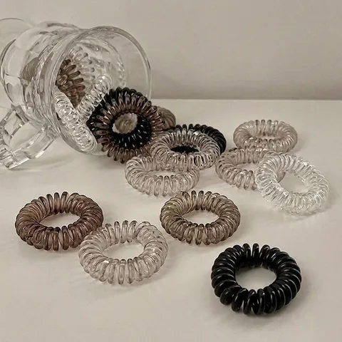 Spiral Hair Ties Telephone Wire Style Silicone Gradient Color Traceless High Elasticity Ponytail Holders For Women And Girls