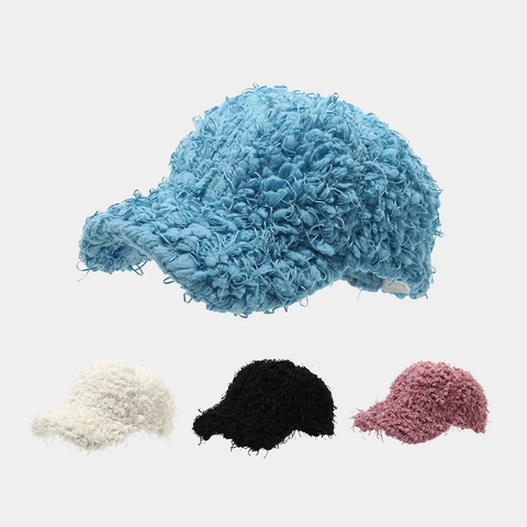Dikke Pluche Honkbalpet Warme Pluizige Polyester Effen Kleur Winter Winddichte Verstelbare Hoed Voor Heren Dames