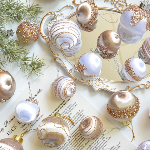 Christmas Ball Ornaments Satin Satin Fabric With Sequins And Beads For Tree Decor Elegant Festive Holiday Hanging Pendants