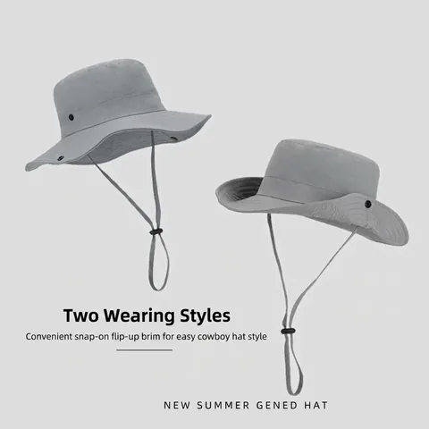 Cappello Da Pescatore Esterno Nylon Asciugatura Rapida Tesa Larga Impermeabile Protezione UV Escursionismo Pesca Regolabile Unisex