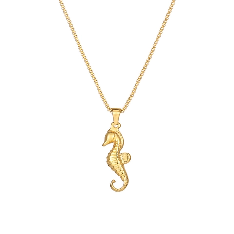 Zeepaardje Hanger Ketting Titanium Staal Diervorm Box Ketting Minimalistische Gepersonaliseerde Sieraden Cadeau Voor Heren Dames