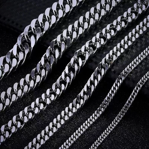 Collana A Catena Cuban Link In Acciaio Al Titanio Hip Hop Stile Punk Minimalista Per Uomo Donna