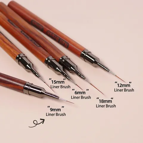 Pinceau Liner Nail Art Professionnel Manche En Bois De Santal Stylo Dessin Tube Aiguille Ultra Fin Avec Capuchon Metal Outil Manucure