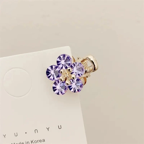 Mini Pinzas para el Cabello de Flores Estilo Coreano Aleación de Strass Cristal Pequeñas Horquillas para Mujeres Niñas Peinado Diario Elegante