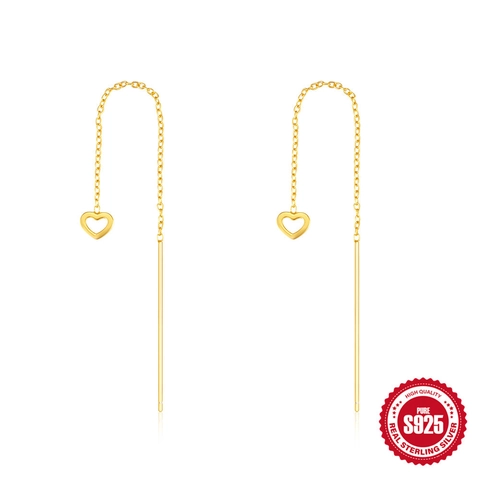 S925 Sterlingsilber Herz Quaste Kette Ohrfaden Ohrringe Minimalistisches Design Vielseitige Lange Hängende Ohrringe Für Damen Schmuck