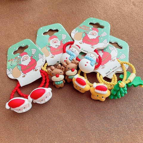 Kinder Weihnachten Haargummis Cartoon Harz Weihnachtsmann Schneemann Rentier Weihnachtsbaum Urlaub Haargummis Für Mädchen