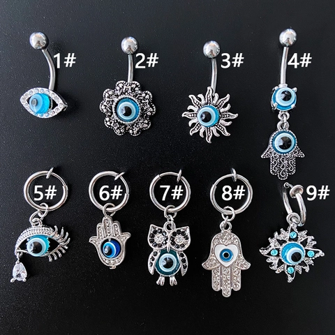 Evil Eye Bauchnabelpiercing 316L Edelstahl Bauchring Hamsa Hand Sonne Blume Körperschmuck Für Damen