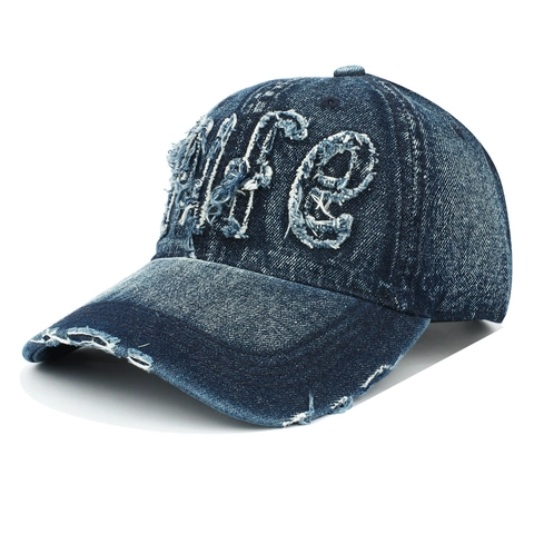 Cappello Da Baseball In Denim Lavato Cotone Ricamo Lettere Usate Vintage Streetwear Cappello Parasole Regolabile