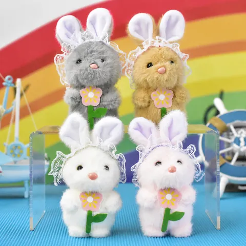 Süßer Plüsch Hase Schlüsselanhänger Mini Häschen Puppe Taschenanhänger Weiches Kuscheltier Mit Spitzendekoration Für Mädchen Damen Geschenk