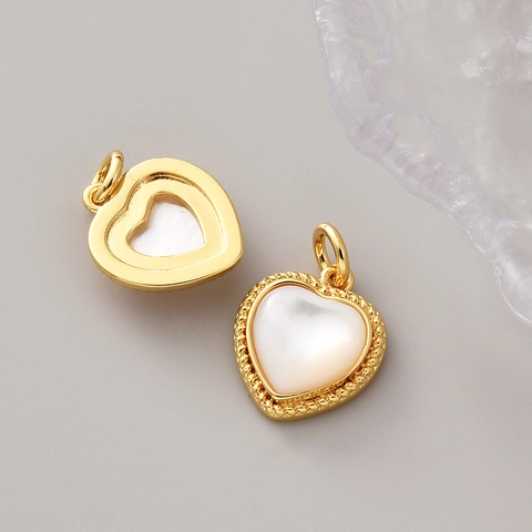 Heart Charm Mother Of Artificial Pearl 18K Gold Plated Copper Shell Pendant DIY Jewelry Making Accessory For Necklace Bracelet
