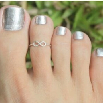 Infinity Shape Toe Ring For Women Minimalist Alloy Smooth Surface Adjustable Finger Ring Vintage Style Jewelry