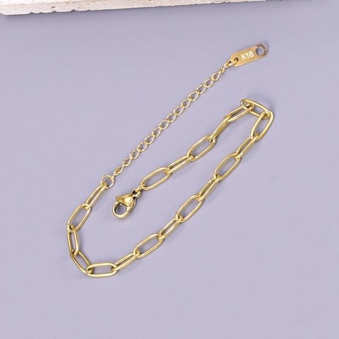 Minimalistische Titaniumstaal 18K Vergulde Paperclip Ketting Armband Voor Vrouwen Verstelbare Schakelketting Mode Sieraden Cadeau