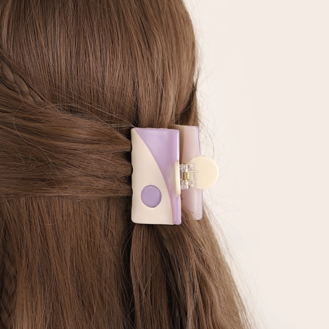Pinza Para El Pelo Cuadrada De Acetato Dos Tonos Color En Contraste Rectangular Para Mujer Accesorios De Pelo Minimalistas