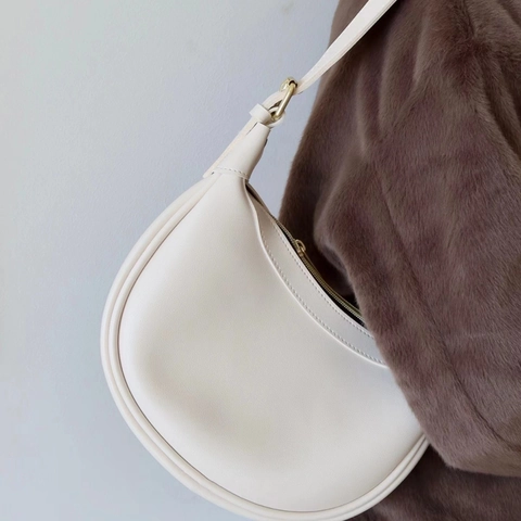 Sac À Épaule Croissant Femme En Cuir PU Sac Sous Aisselle Avec Doubles Bandoulières Réglables Minimaliste Niche