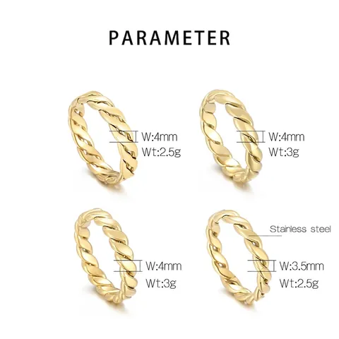 Gedrehter Seilring Edelstahl Minimalistisches Geflochtenes Design Poliertes Elegantes Band Schmuck Zubehör Für Damen