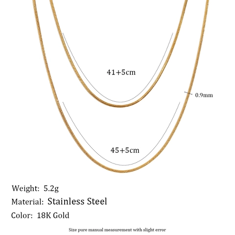 Double Layer Snake Bone Chain Necklace Stainless Steel 18K Gold Plated Minimalist Elegant Versatile Jewelry Women