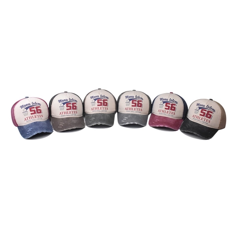 Cappello Da Baseball In Cotone Lavato Vintage Cappello In Denim Distressed Stampa Lettere Athletes Sole Hip Hop Regolabile