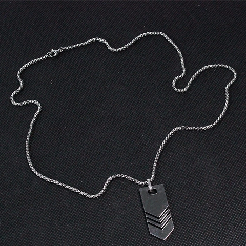 Herren Edelstahl Militär Marke Anhänger Halskette Mit V Muster Geometrisch Hip Hop Minimalistischer Schmuck Silberfarben