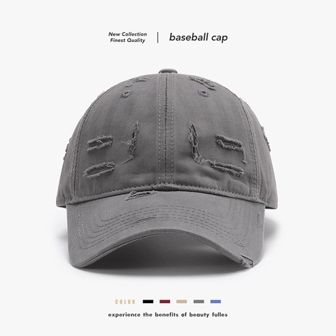 Casquette De Baseball Déchirée Distressed Coton Vintage Streetwear Chapeau De Soleil Ajustable Homme Femme Visière Courbée