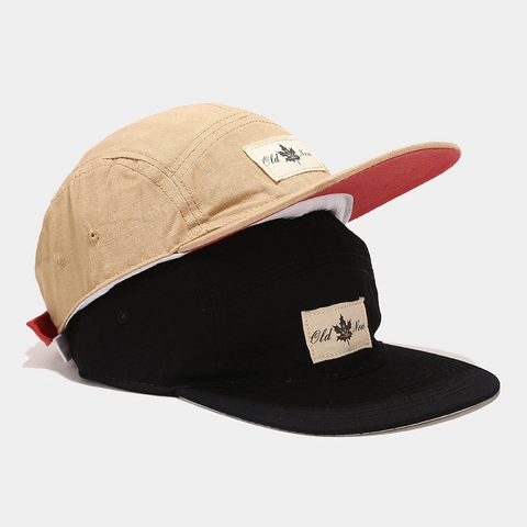 Retro Panelled Camper Hat Washed Cotton Flat Brim Adjustable Strap Hip Hop Streetwear For Men Women