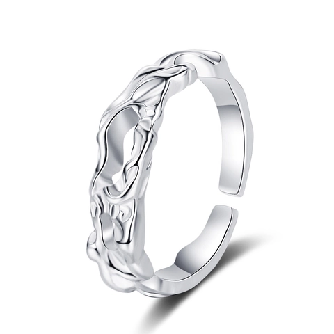 Lava Texture Open Ring Irregular Adjustable Copper Band Geometric High End Fashion Minimalist Jewelry For Women