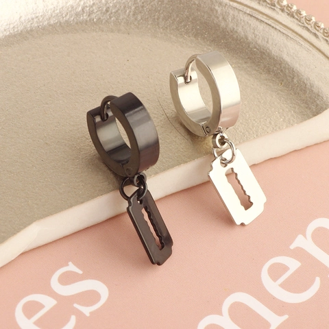 Stainless Steel Hoop Earrings Pendants Cross Spider Blade Dagger Punk Gothic Hip Hop Unisex Jewelry Cool