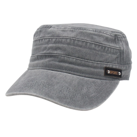 Berretto Militare Da Uomo In Cotone Lavato Cappello Piatto Vintage Regolabile Sport All Aperto Protezione Solare Traspirante