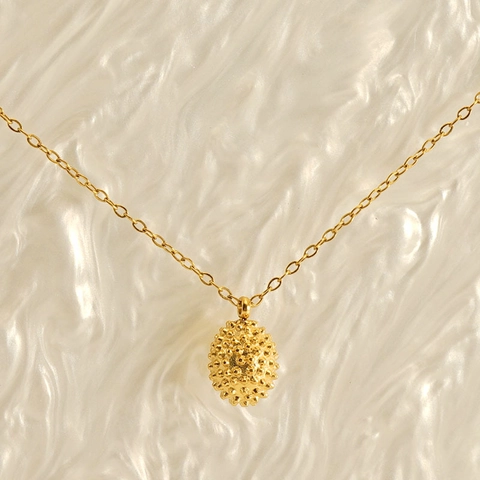 Durian Vrucht Hanger Ketting Roestvrij Staal 18K Verguld Gestekeld Niche Ontwerp Elegant Sieraden Cadeau Voor Vrouwen