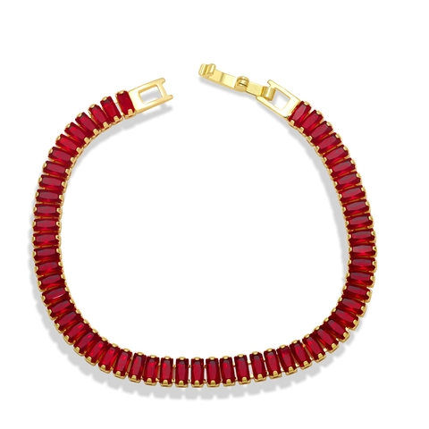 Baguette Schliff Zirkonia Tennis Armband Für Damen Luxus Kupfer Vergoldet Regenbogen Bunte Edelsteine Schmuck Geschenk