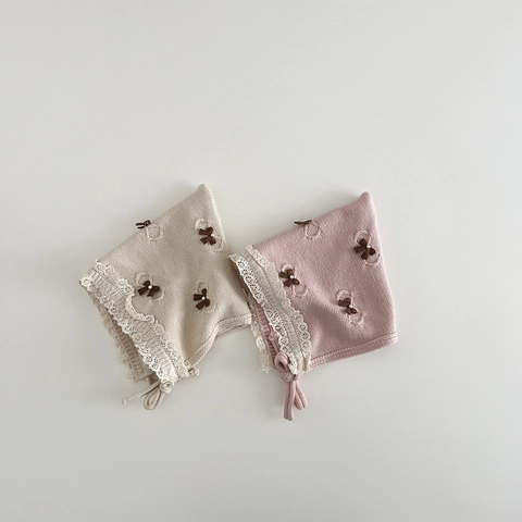 Gorro De Pixie Tejido Para Bebé Con Encaje Y Lazo Perla Artificial Sombrero Princesa Cálido Protección Orejas Para Bebés