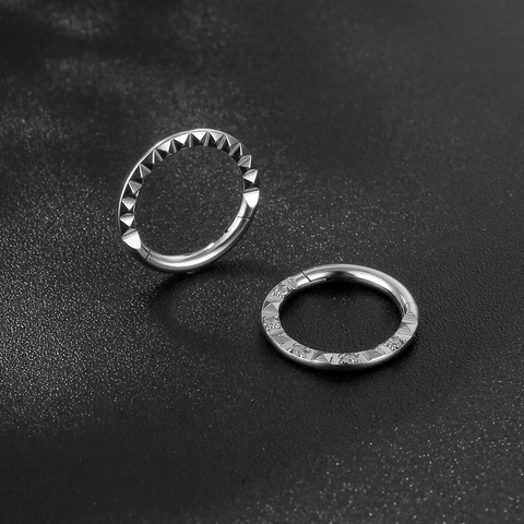 Anello Al Naso Piercing Acciaio Inossidabile Cerniera Clicker Motivo Piramide Geometrico Zirconia Intarsiata Gioielli Corpo