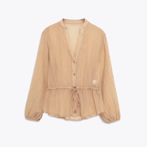 Damen Plissee Langarm Hemd Mit V-Ausschnitt Und Weite Hose Mit Hoher Taille Streetwear Casual Mode Polyester