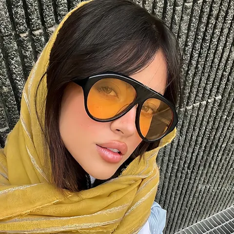Trendy Oversized Aviator Sunglasses Retro Fashion PC Frame UV400 Protection Shades For Women And Men