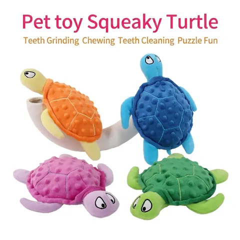 Gioco Per Cani Tartaruga Sonora Peluche Puntini Minky Carta Frusciante Interattivo Pulizia Denti Resistente Morbido