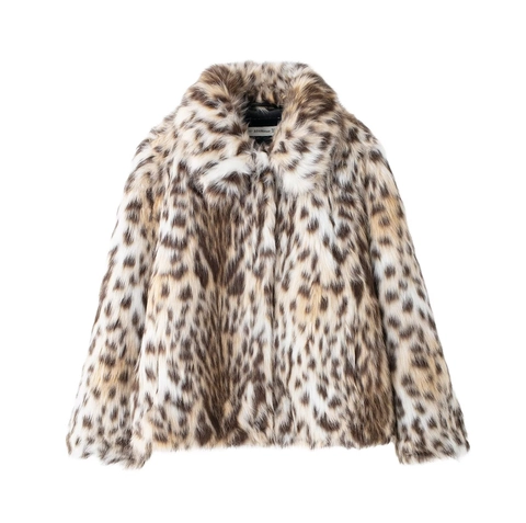 Dames Jas Van Kunstbont Luipaardprint Lange Mouwen Revers Casual Mode Warme Winterjas Bovenkleding Met Dierenprint