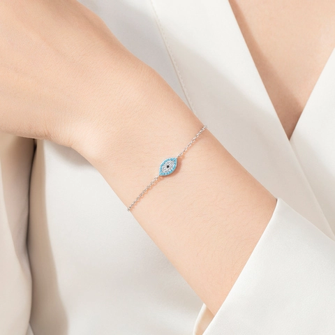 925 Sterling Silber Armband Böser Blick Türkis Zirkon Verstellbare Kette Modeschmuck Für Damen