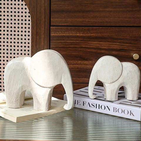 Adornos De Elefante Y Caballo De Madera Vintage Estilo Nórdico Figurillas De Animales Artesanales Decoración De Escritorio Hogar
