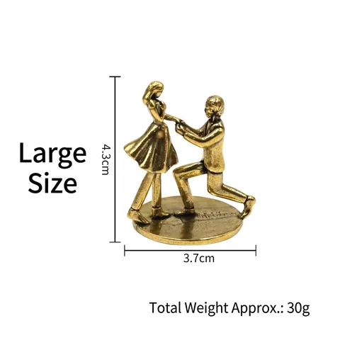 Statuetta Coppia Proposta Romantica Ottone Bronzo Vintage Ornamento Scrivania Scultura Miniatura Decorazione Casa Regalo