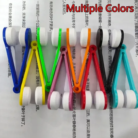 Portable Eyeglass Cleaner Microfiber Double Sided Lens Cleaning Tool Mini Glasses Care Brush With Hanging Hole ABS