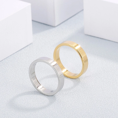 Bague Anneau Simple en Acier Inoxydable 316L Minimaliste Finition Miroir Polie Bijoux de Mode Unisexe Cadeau Anneau de Doigt