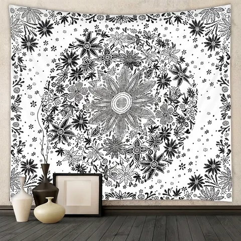 Arazzo Da Parete Poliestere Motivo Mandala Floreale Stile Boho Etnico Tessuto Appeso Per Decorazione Camera Soggiorno